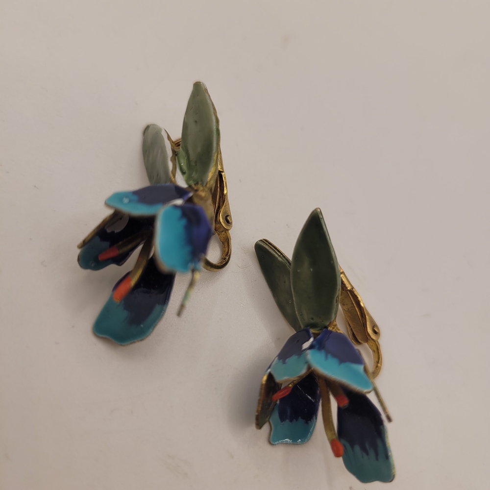Orchid Enamel Clip Earrings